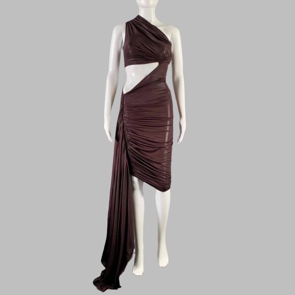 RICK OWENS Size 4 Purple Viscose Blend Draped One Shoulder Cocktail Dress - Picture 1 of 7